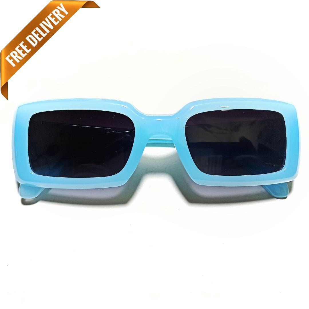 High Quality Oversized Chunky Retro Candy Blue Sunglasses FEISEDY Blue Clout Goggles Sunglasses Women Men Retro Oval  main image 2