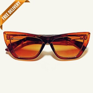 1960s Vintage Style MODERN Brown Square Mod Oversized Sunglasses