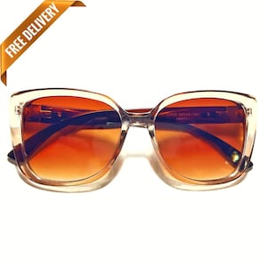 1970s Vintage Style Candy Brown Sckool Oversized Sunglasses