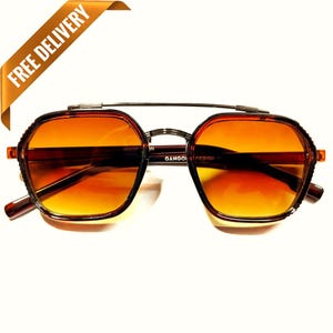 1970s Vintage Style Gold Brown Oversized Sunglasses
