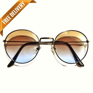 1960s Retro Vintage Style Oversized Round Multi Shade Sunglasses