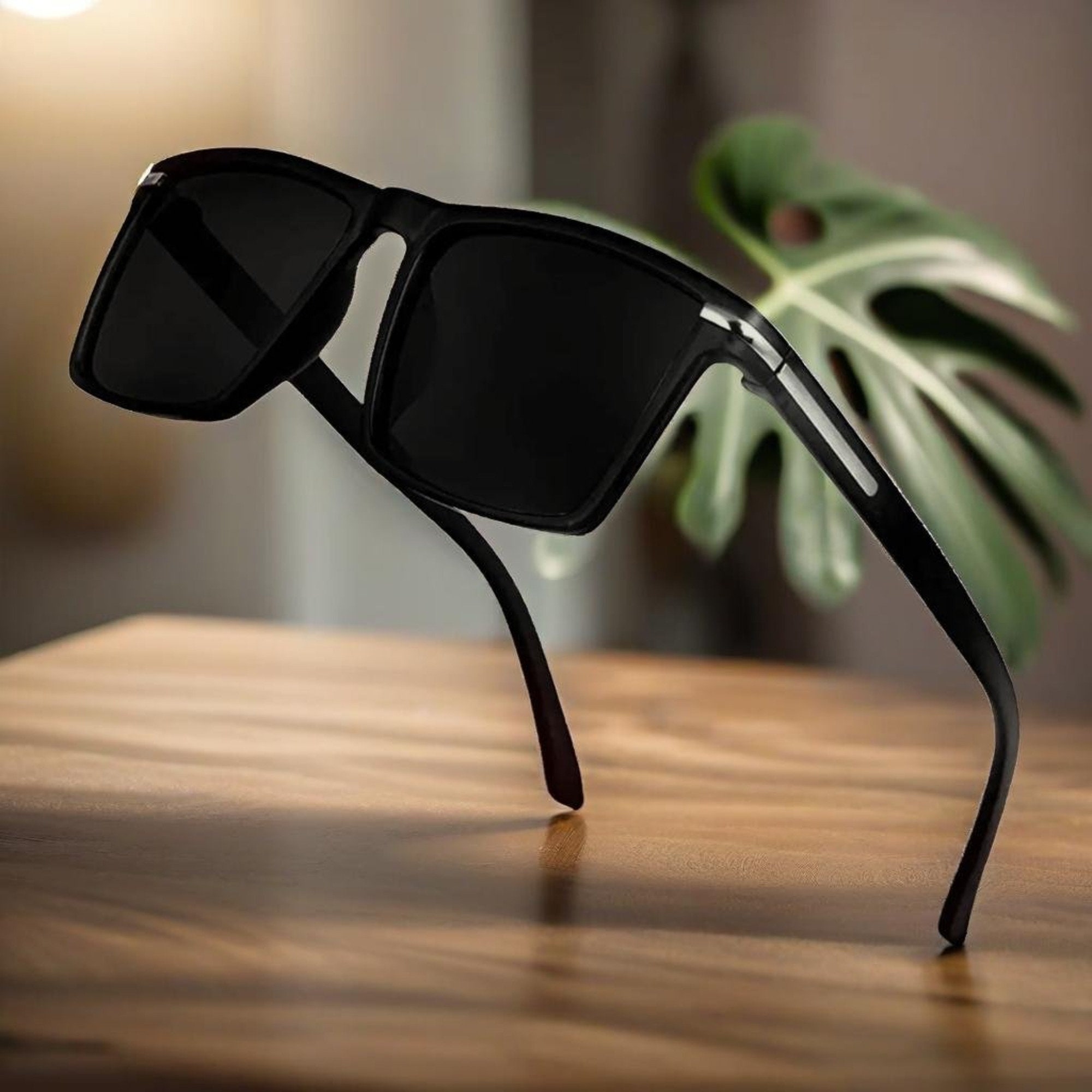 Unisex Adult Square Black Sunglass Nonpolarization Grooms Mens Gift
