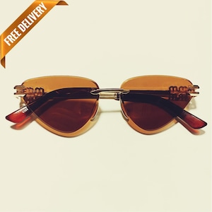 70s Style Gold Rim Translucent Color Hue Square Womens Sunglasses