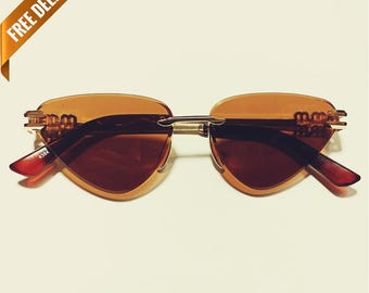 70s Style Gold Rim Transluzent Color Hue Quadrat Damen Sonnenbrille