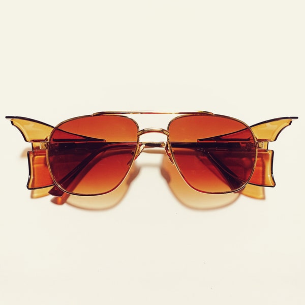 1970s Vintage DISCO Style Double Bridge Aviator Oversized Translucent Sunglasses