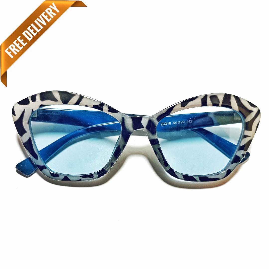 Retro Vintage Style Blue Mod Cat-eye Angled Sunglasses - Etsy display picture 1