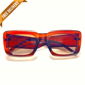 1970s Vintage Style Candy Water Brown Oversized Sunglasses