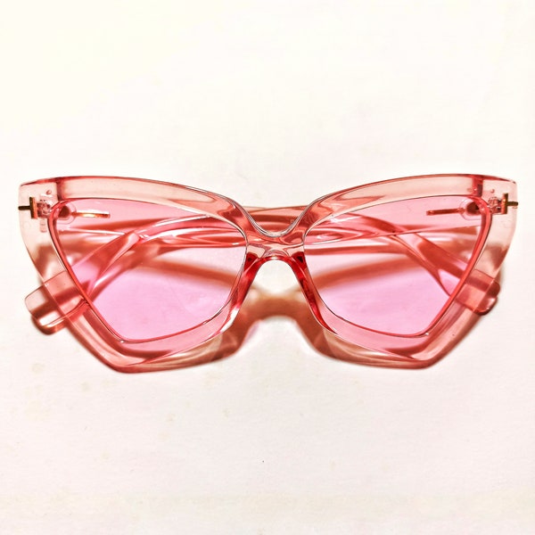1970s Vintage Style Ultra-THIC CatEye Transparent Sunglasses