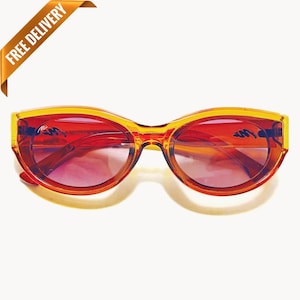 1970s Vintage Style Water Brown Cat EYE Oversized Sunglasses