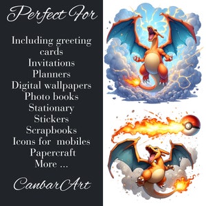 Charizard Clipart Set 300 DPI, High-resolution, Transparent Background ...