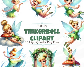 Tinkerbell Clipart Set - 300 DPI, High-Resolution, Transparent Background for Commercial Use, Perfect for DIY Gifts & Crafts