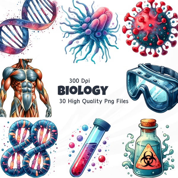 Biology Clipart | Laboratory Clipart | Bacteria Clipart | Science Clipart | Commercial Use | Digital Download High Quality Png