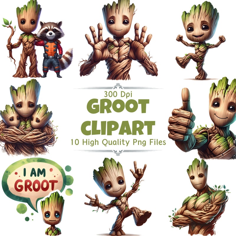 Groot Clips Groot Clipart - Etsy