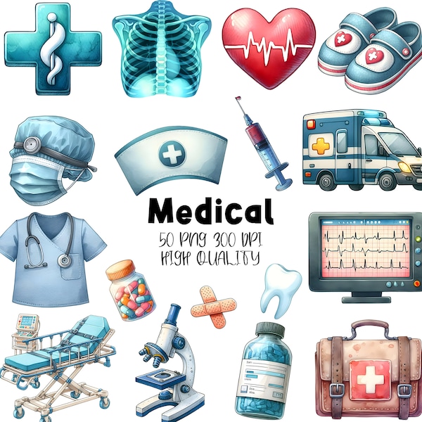 Medical Clipart | Doctor and Nurse Clipart | Medicine Clipart | Commercial Use | Digital Download | Digital Download High Quality Png