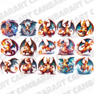 Charizard Clipart Set 300 DPI, High-resolution, Transparent Background ...