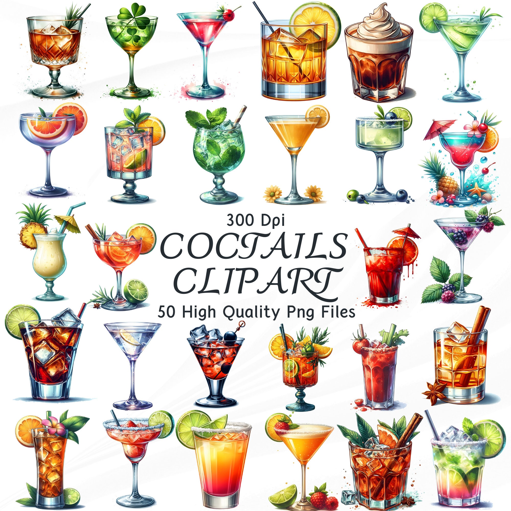 Cocktail Clipart Clipart Set 300 DPI High Resolution Transparent Il Fullxfull.6012473056 4fp4