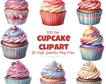 Cupcake Clipart Set - 300 DPI, High-Resolution, Transparent Background for Commercial Use, Perfect for DIY Gifts & Crafts