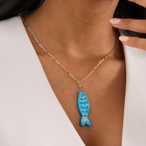 Fish Necklace, Fish Charms, Charm Necklace, Gold Fish Necklace, Fish Charm, Fish Pendant, Unique Charm Necklace, Dainty Fish Necklace
