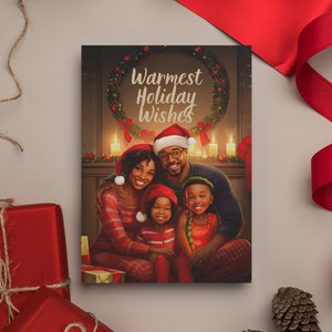 African American Family Doordachte Kerstwenskaart - Zwarte Familie - Vakantiewensen - 8, 16, 24 pack opties