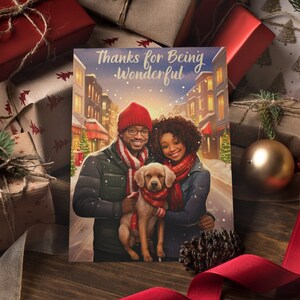 Tarjeta de Navidad agradecida de la familia afroamericana - Adultos negros - Saludos de temporada