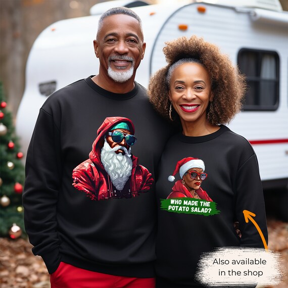 Black Santa Christmas Sweatshirt Soul Santa Brown Santa Etsy