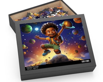 Black Boy Space Exploration Puzzle Ages 9+ ~ African American ~ Curly Hair