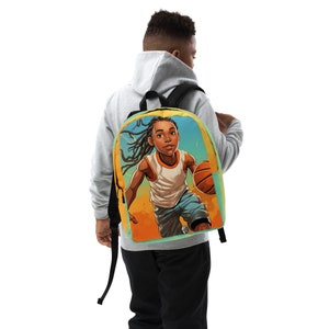 Sac à dos minimaliste de basket-ball pour enfant noir - Afro-américain - Enfant marron - Non mixte - Tresses