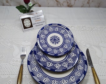 04 plates 6.7" handmade navy blue ceramic dinning set