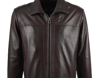 ALiN - Leo Casual Men's Genuine Brown Leather Jacket
