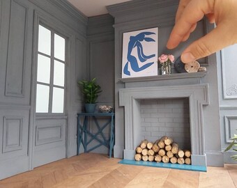 Boîte de chambre lambrissée personnalisée pour maison de poupée 1:12
