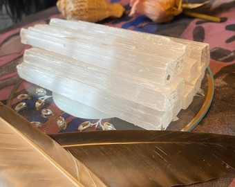 Bastoncino di selenite grezzo infuso con Reiki quantistico e sintonizzazione personale