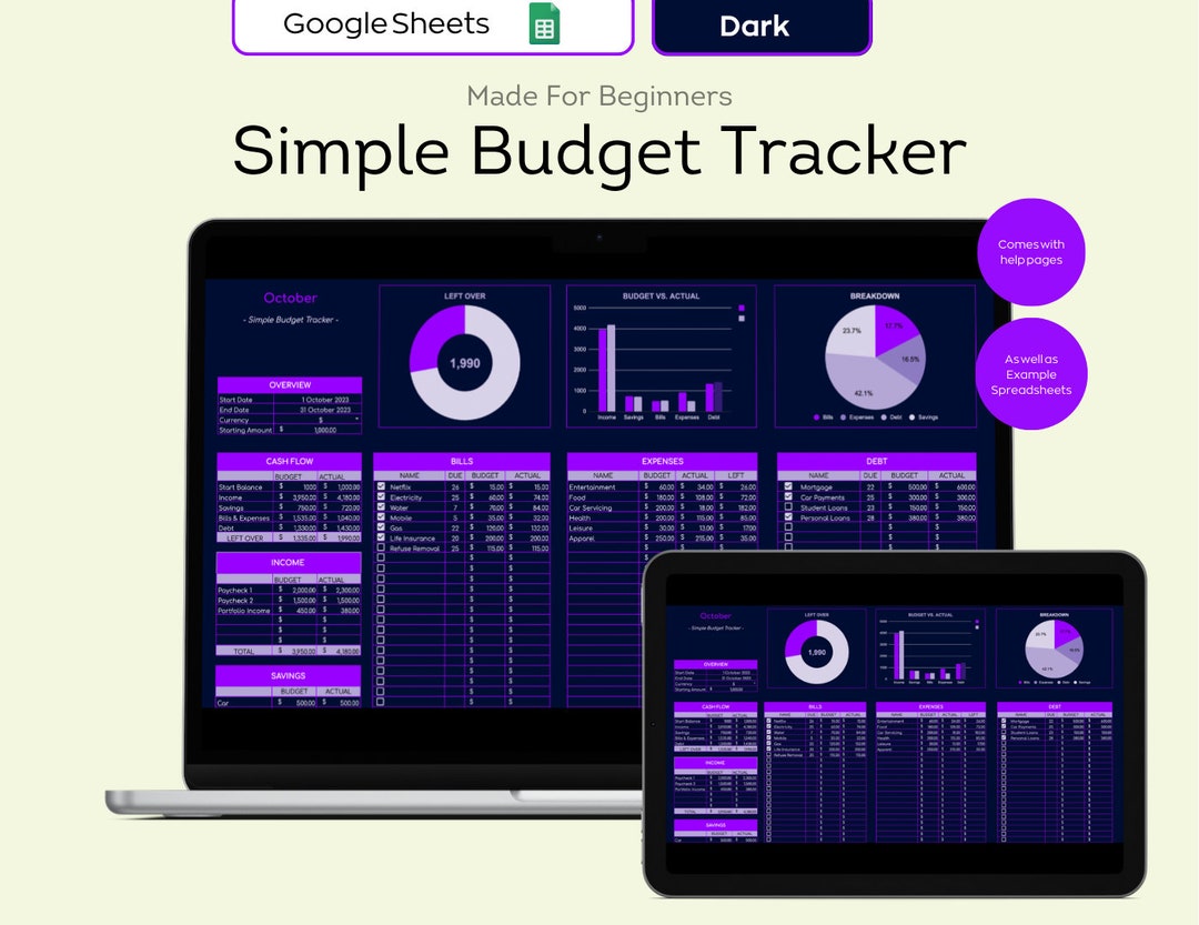 Simple Budget Tracker for Google Sheets Monthly Budget - Etsy