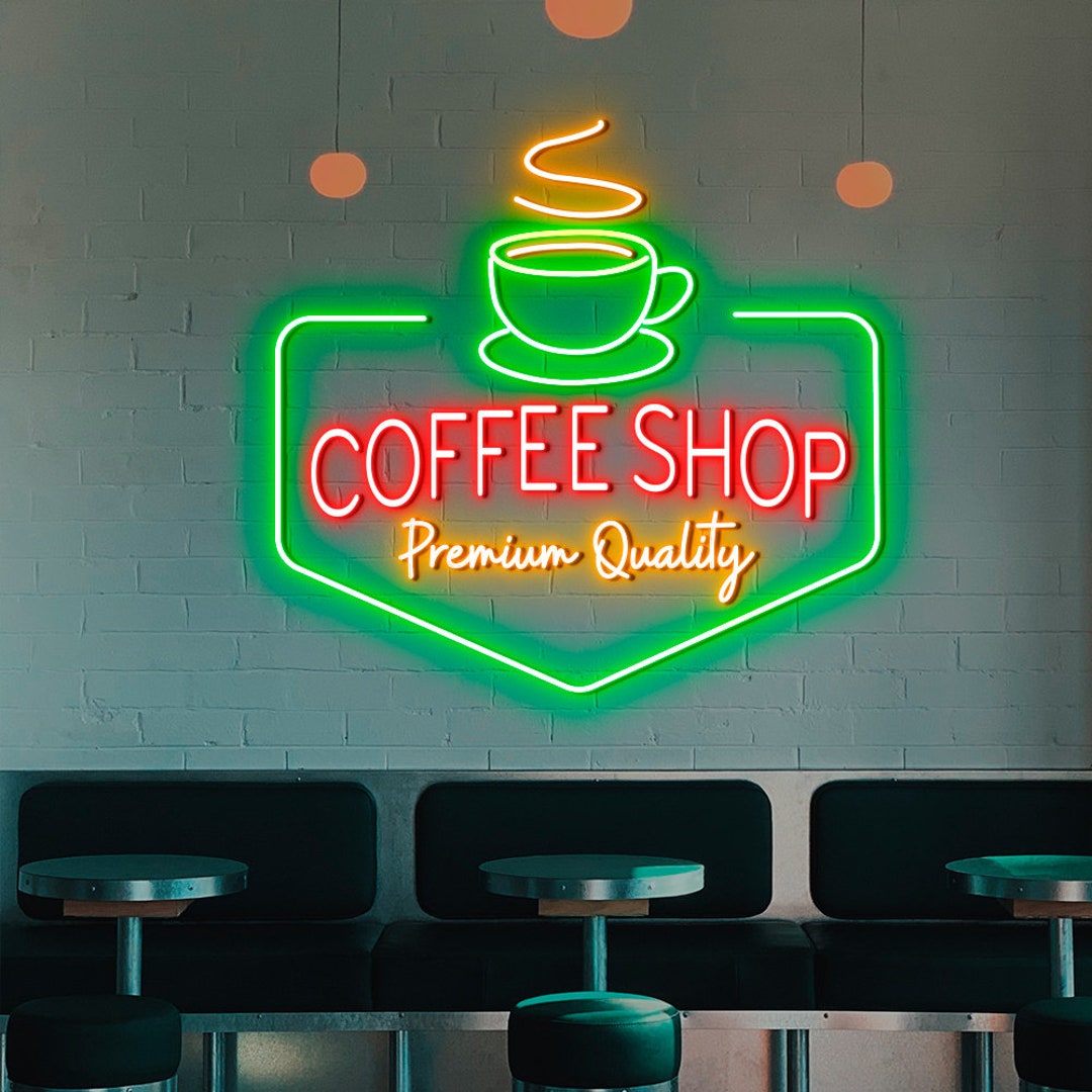 Logo Coffee Shop Neon Sign Custom Coffee Store Neon Coffee Etsy