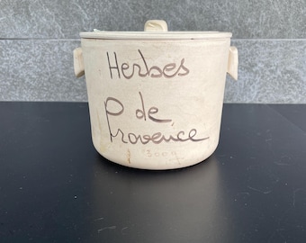 Pot à herbes de Provence vintage Fauchon en argile avec couvercle. Rares !
