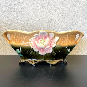 Gustave De Bruyn Five Lille Vintage French jardiniere Antique Majolica Faience art nouveau piece. Fantastic colors and brilliance.