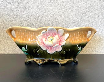 Gustave De Bruyn Five Lille Vintage French jardiniere Antique Majolica Faience art nouveau piece. Fantastic colors and brilliance.