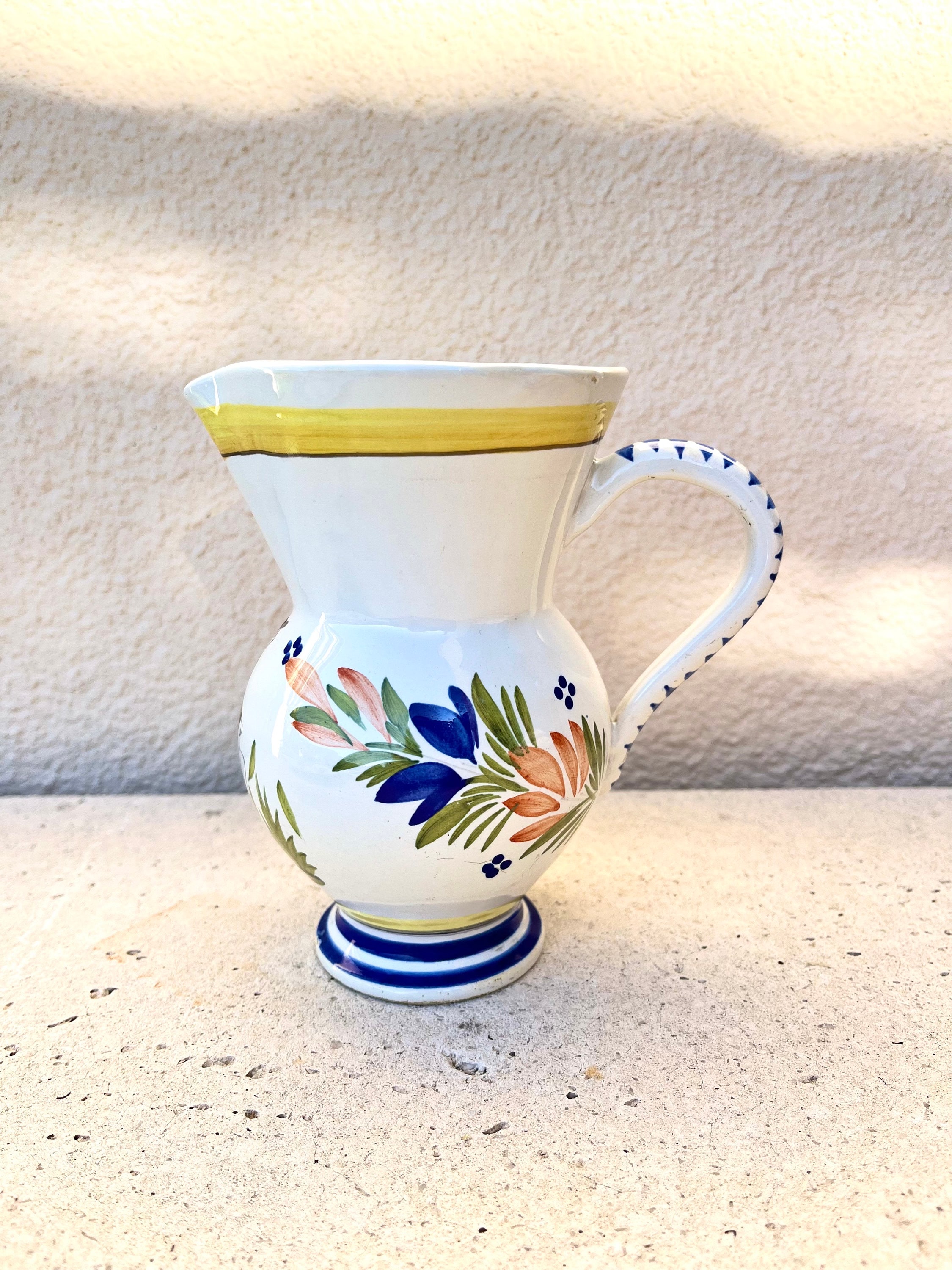 Henriot Quimper French Vintage Earthenware Hand Painted Jug