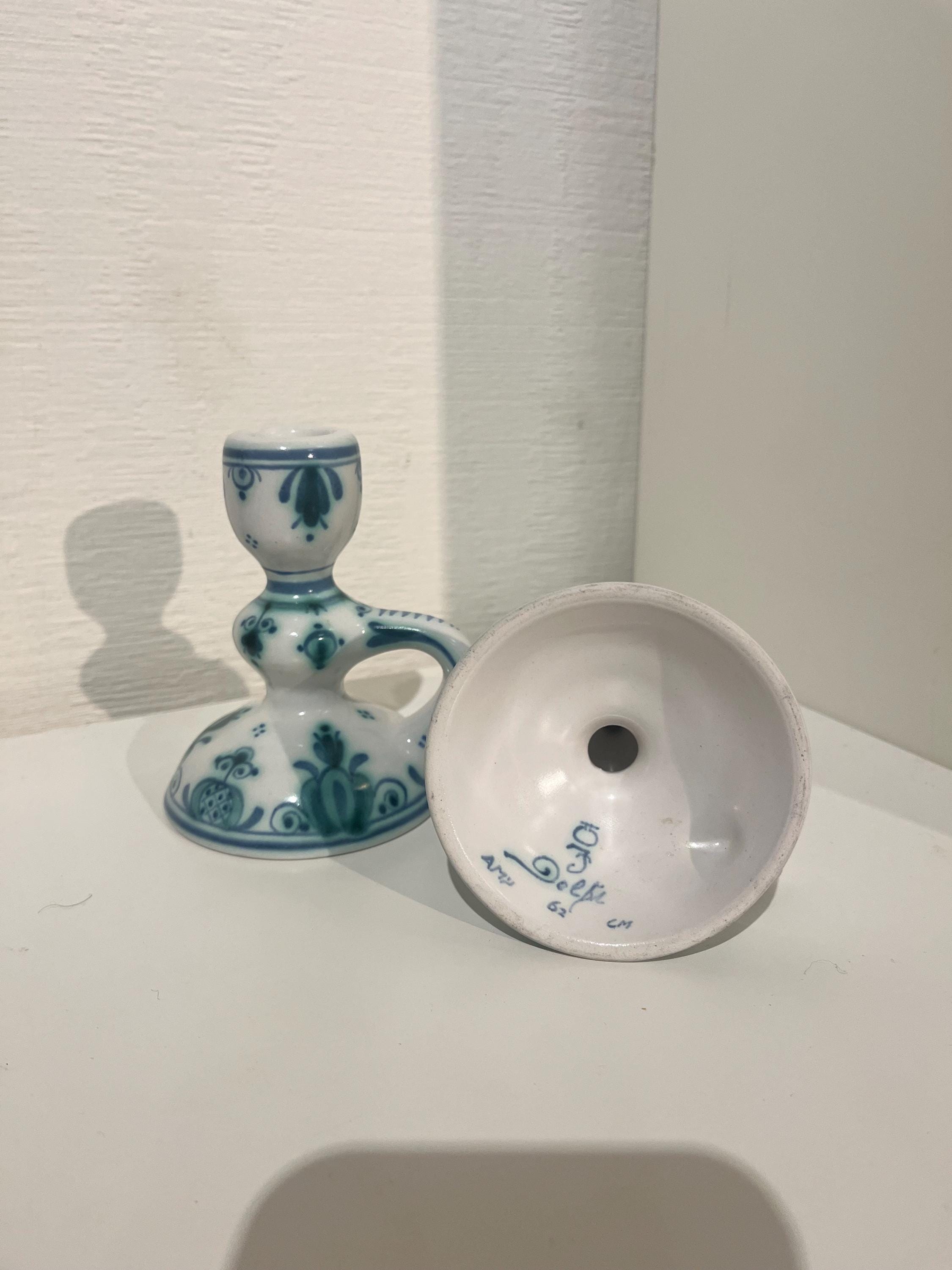 Vintage Pair of Royal Delft De Porceleyne Fles Delvert Green and White ...