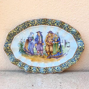 Vintage Emaux de Louviere Serving Plate: Polychrome Decor, Les Vieux, Belgium