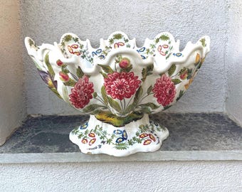 Antique magnificent majolica centerpiece, refresher, Nove di Bassano, manufactured Antonibon. Italy. Rare.