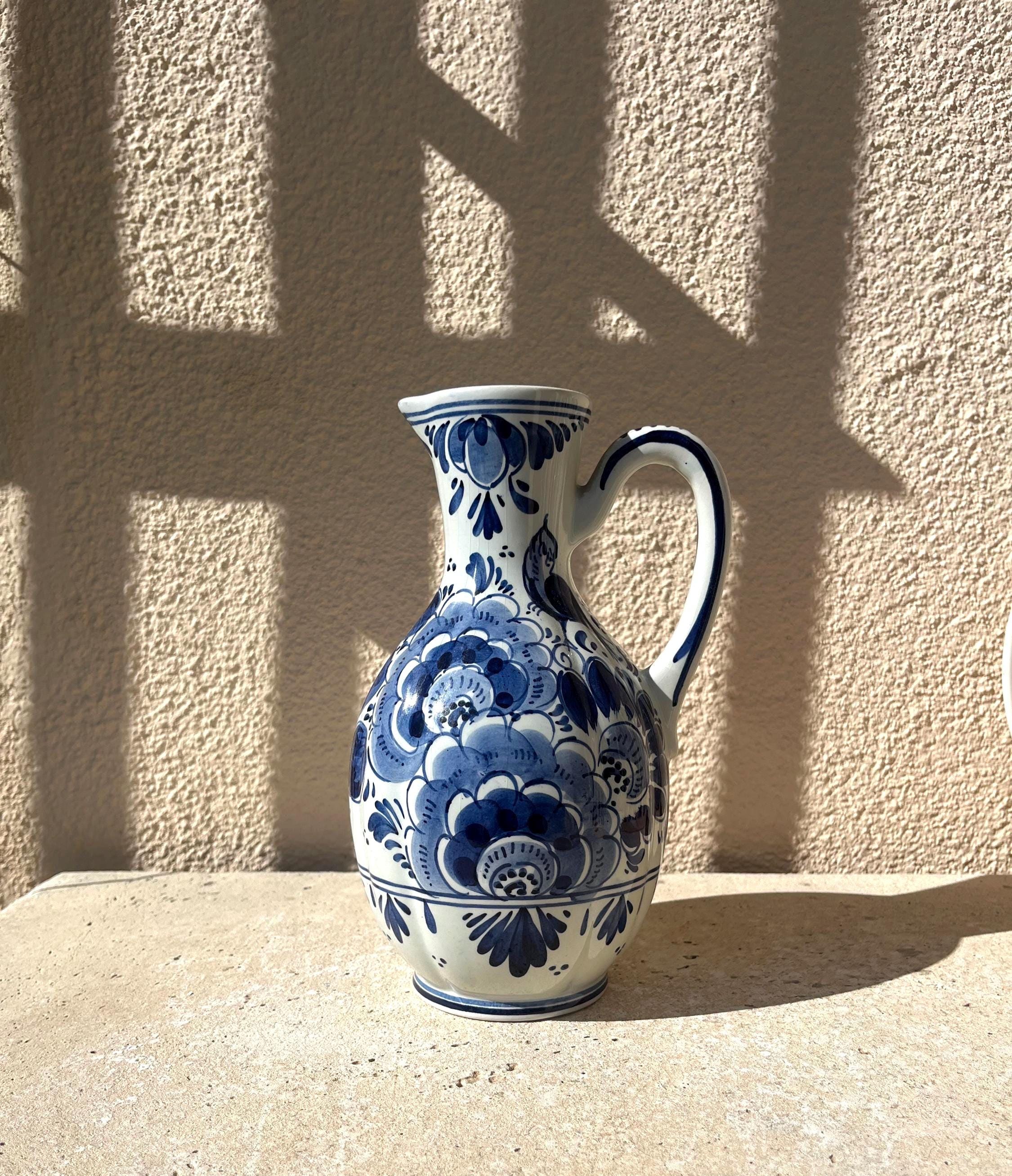 Delfts 146k Holland 手描き 花瓶 ピッチャー　ヴィンテージ Vintage Delft Pitcher Vase Holland Hand Painted Beautiful Floral