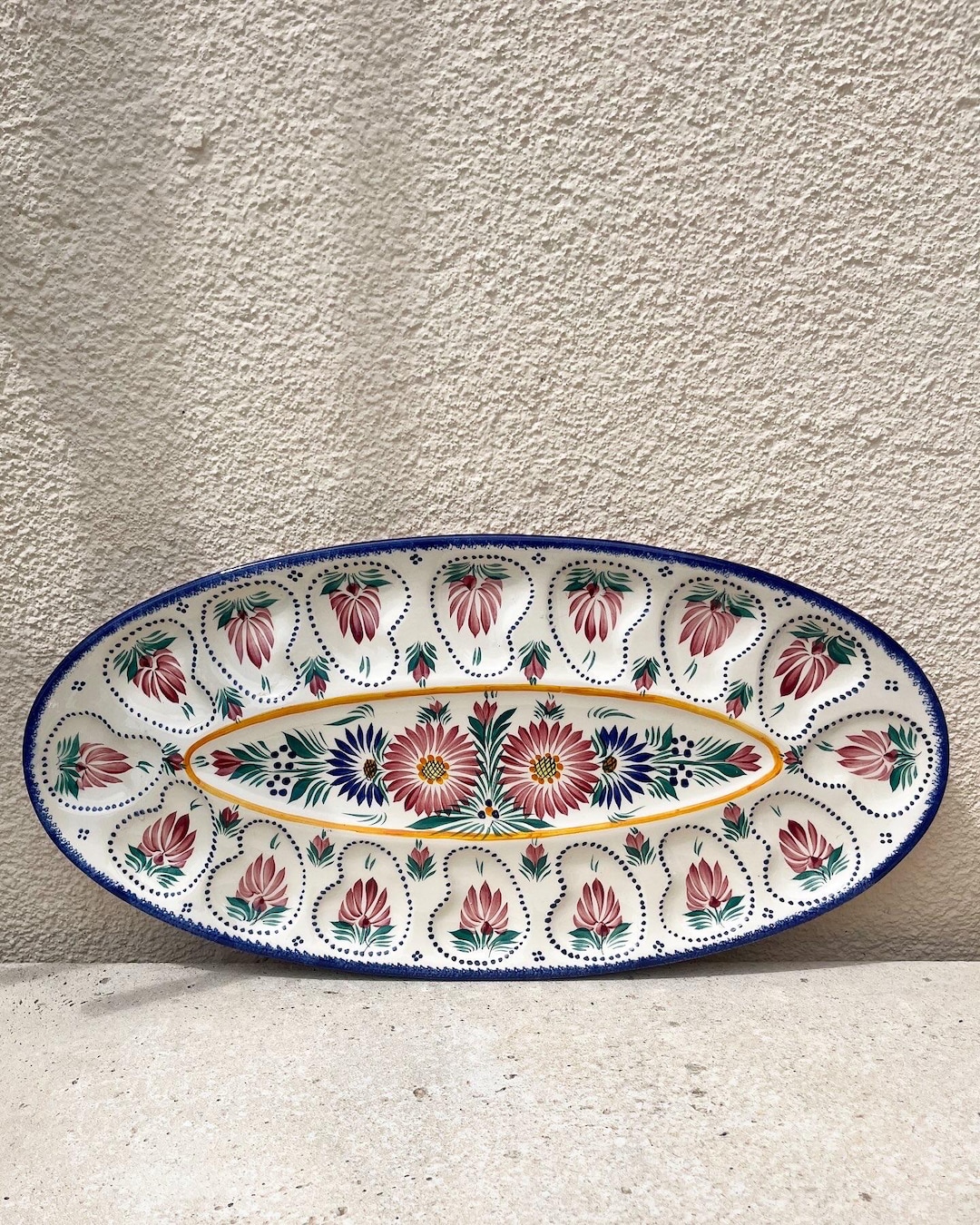フランスHenriot Quimper 手描き皿 雄鶏TRAITÉ 1930s French Henriot