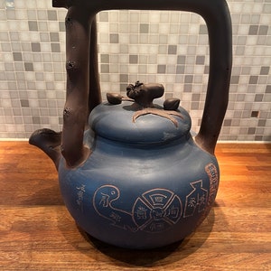 Chinese Yixing Zisha clay teapot with inscriptions rare very big size