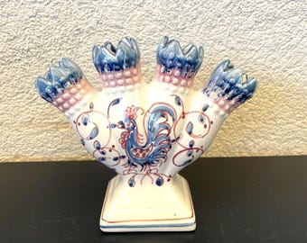 Bouquetière/tulipiere, four fingers tulip vase. Vintage Outeiro Agueda, Portugal.
