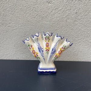 Florero con forma de tulipán, estilo francés, vintage, de cinco dedos, pintado a mano.