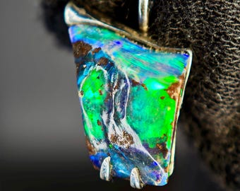 Opal pendant men boulder opal gem