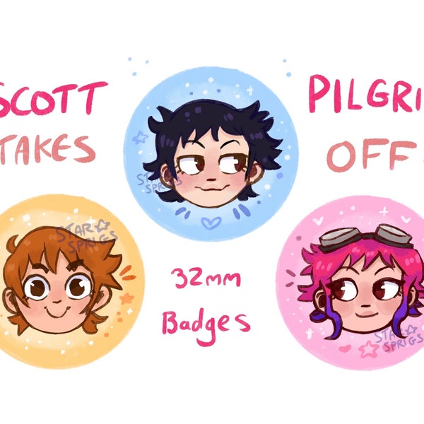 Scott Pilgrim, Wallace Wells and Ramona Flowers Badges!