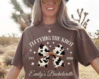Custom Western Coquette Bow Bachelorette Shirt, Cow Bach Club Gift, Country Bridal Shower Gift for Future Bride, Southern Bridesmaid Present