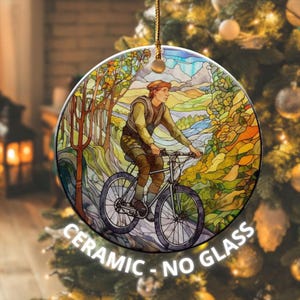 Ceramic Cyclist Ornament, Bicycle Enthusiast Gift, Unique Christmas Ornament, Cyclist Gift Idea, Xmas Tree Bike Prize, Holiday Bicycle Award