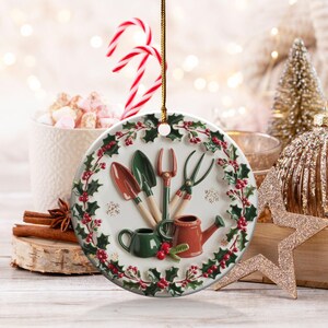 Ceramic Plant Enthusiast Decoration, Custom Mini Gardening Tools Bauble, Unique Gifts for Handyman, Personalized Garden Christmas Ornament Bild 9